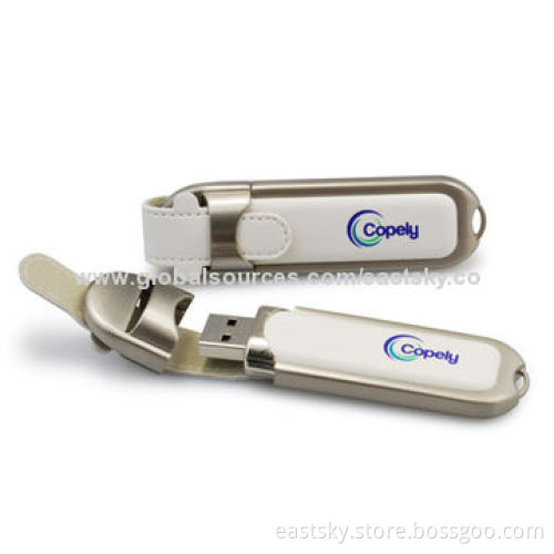 Leather Promotional USB Drive, Logo Imprinting and Advertisement Data Preloading are Welcome